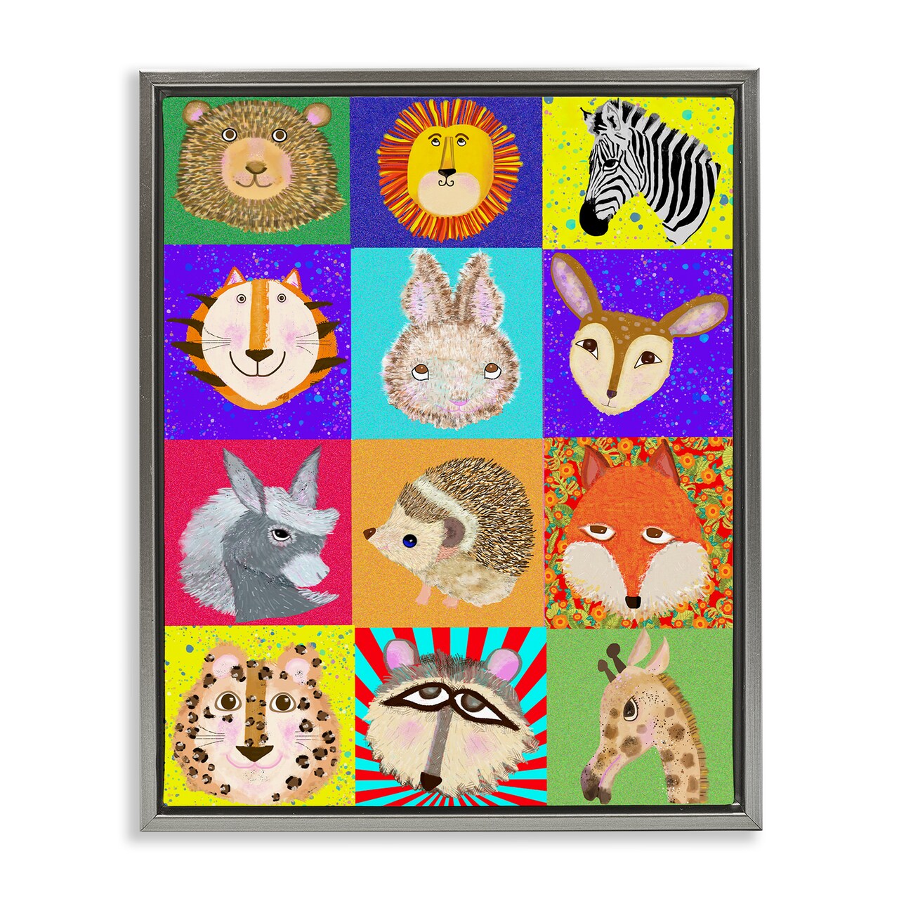 Stupell Industries Furry Faces Animals Floating Frame, design by Lynnda Rakos